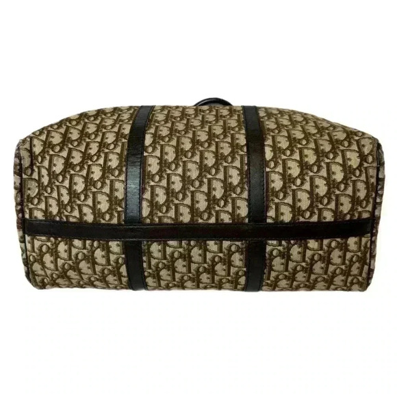 VINTAGE 1970s DIOR large Boston travel bag monogram cloth duffle brown - Picture 3 of 15